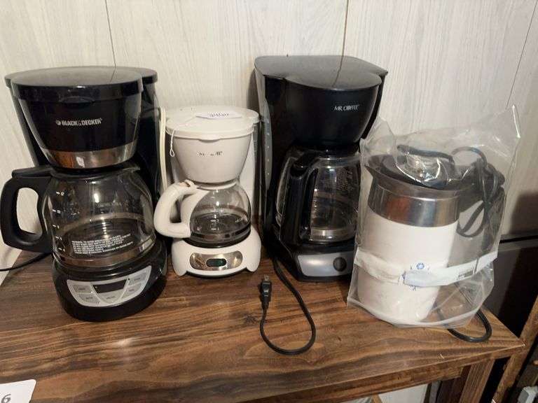 3 coffee makers, Corningware electric coffee pot image