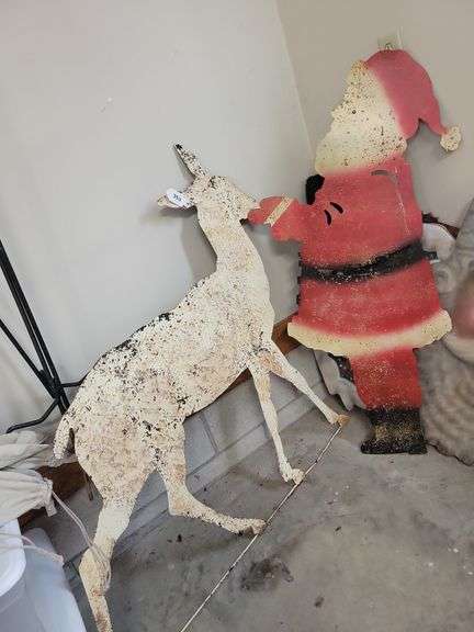 Metal Santa And Reindeer Displays image