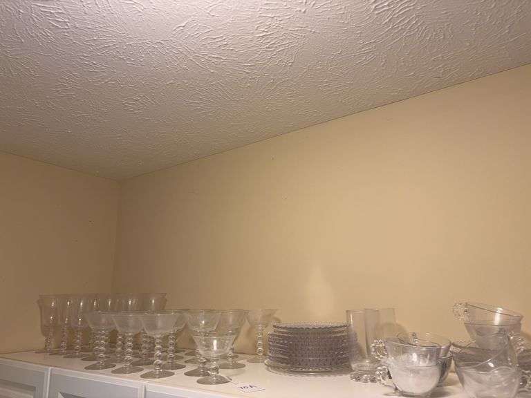 Candlewick style cake plates, cups, 27 pcs of stemware image