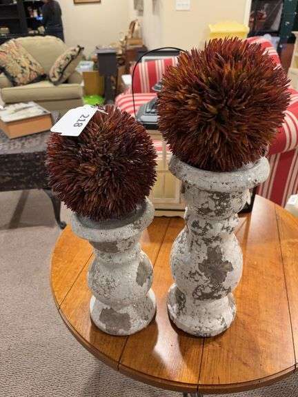 Pr of decorative candle holders w/ sphere decor image