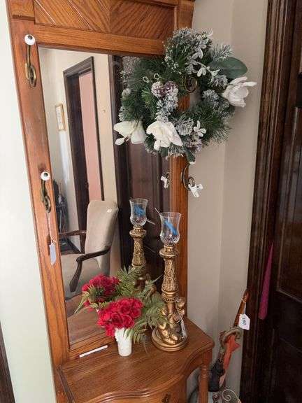 21” Cherub candle holder, wreath, vase image