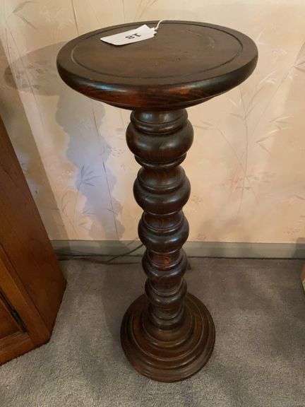 30” wood turned candle stand