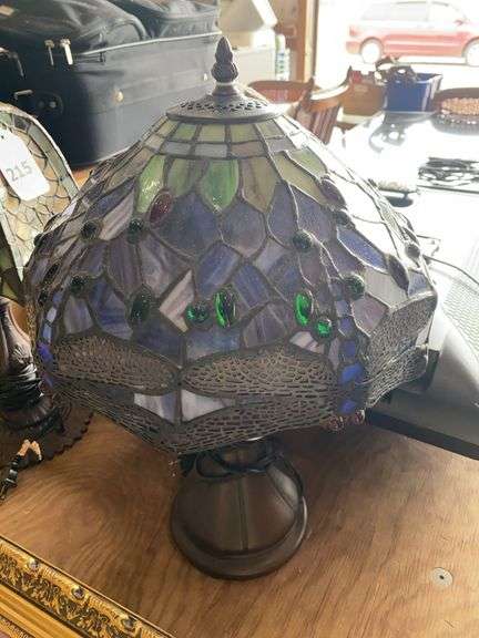18" leaded glass lamp - dragon fly pattern image