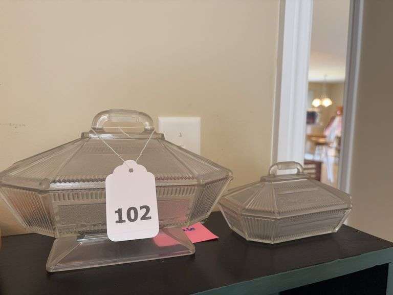 2 rectangular pleat & panel covered dishes image
