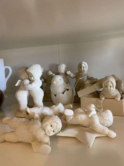Dept 56 snow babies, angels, precious moments, miscellaneous (2nd shelf)