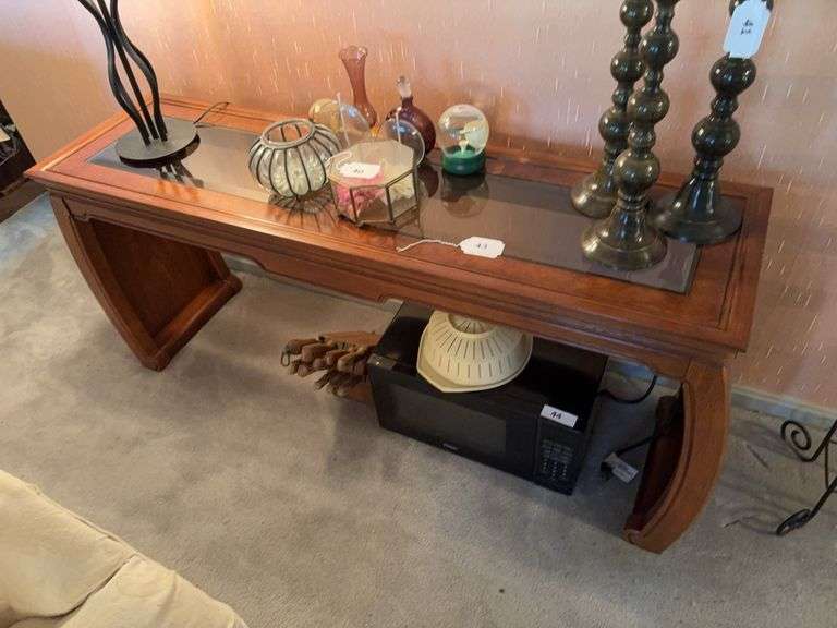 Sofa table w/ 2 glass inserts