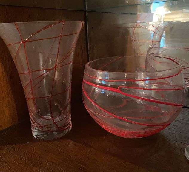 Waterford vase, art glass vase and bowl, decorative decanter