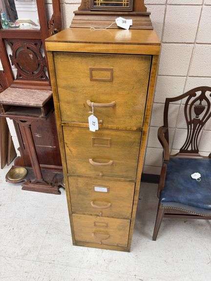 Vintage wood 4 drawer file cabinet image