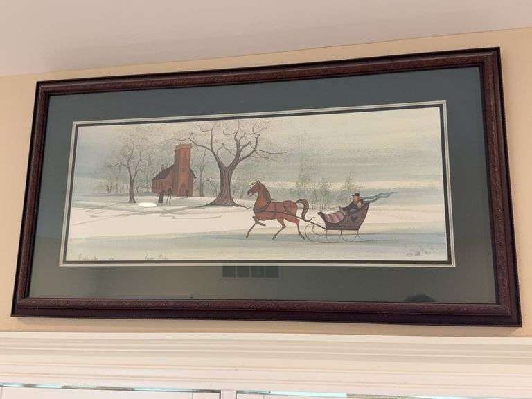 Framed & matted P. Buckley Moss limited edition print "Winter Prairie" 245/1000 image