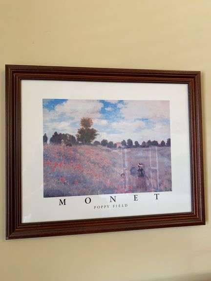 Framed MONET Poppy Field print, 23”w x 18.5”h
