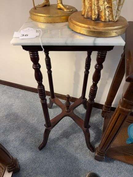 Plant stand with faux marble top 12" x 12" x 28" image