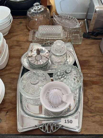 Server Tray, Cover glass candy bowls, glass trays and domed Server, juicer image
