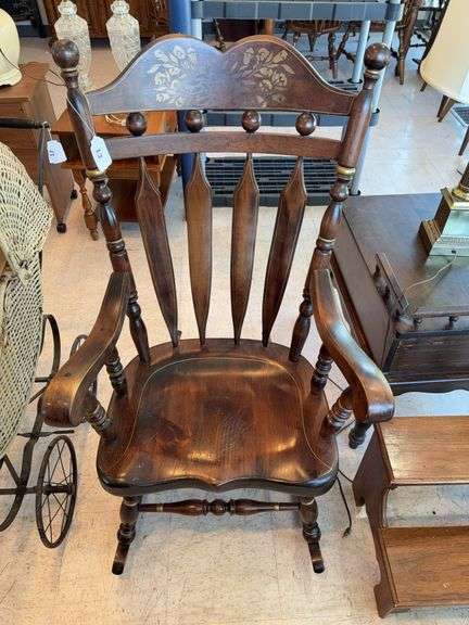 Pine rocker w/ stenciled back image