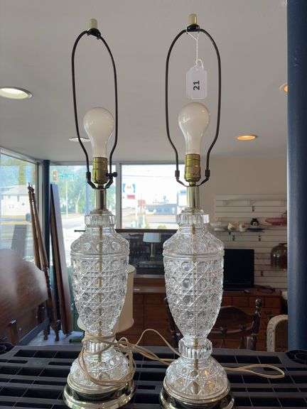 Pr of 32” glass table lamps image