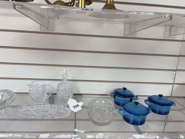 Pressed glass, small covered dishes image