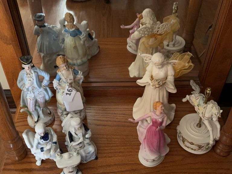 Victorian style figures, angel figure, carousel horse, dancer image