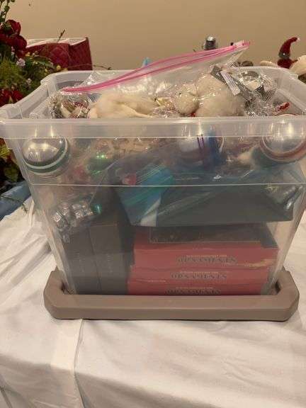 Small tote of Christmas ornaments image