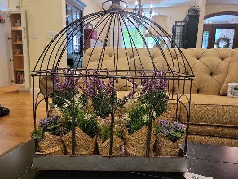 Decorative Bird Cage w/ Artificial Floral image
