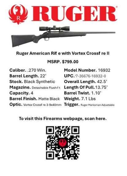 Ruger American Rifle with Vortex Crossfire II