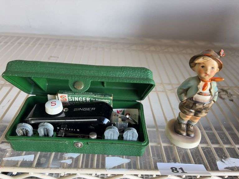 Hummel figurine, Vintage singer sewing machine parts image