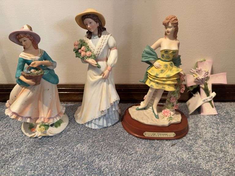 2 porcelain figurines, Le Verona Collections resin figurine, resin cross ornament image