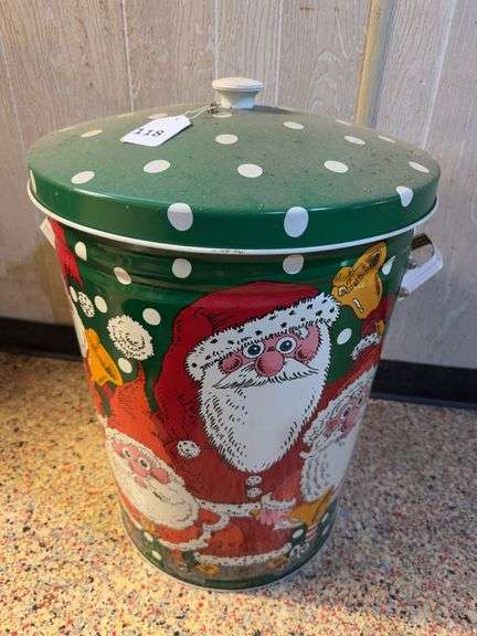 Large metal Santa trash can image