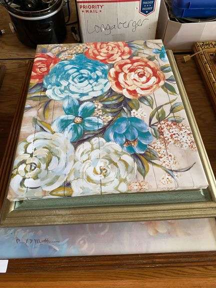 7 framed wall art pieces - 1 is original oil on canvas signed, miscellaneous image