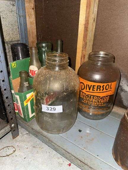 Glass jars, soda bottles image