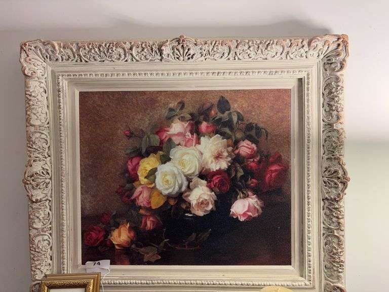 Vintage framed picture on board image