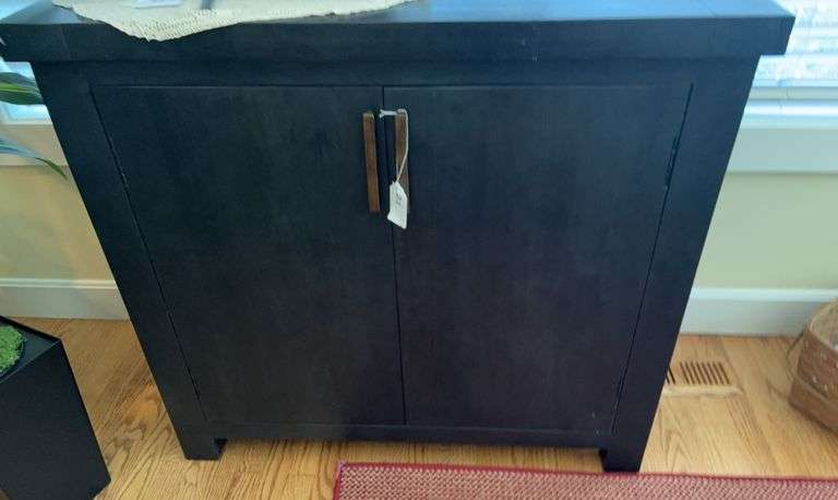 Black double door storage cabinet/ TV stand image