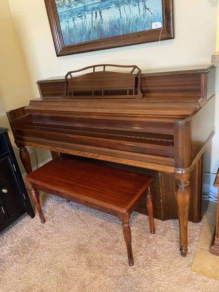 Kimball Consalette piano with bench and music