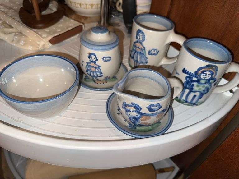 M.A. Hadley mugs, creamer and sugar, berry bowl image