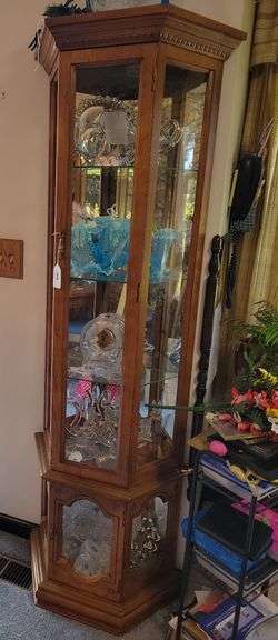 Lighted Curio Cabinet 23 x 70 x 10  EXCLUDING CONTENTS image