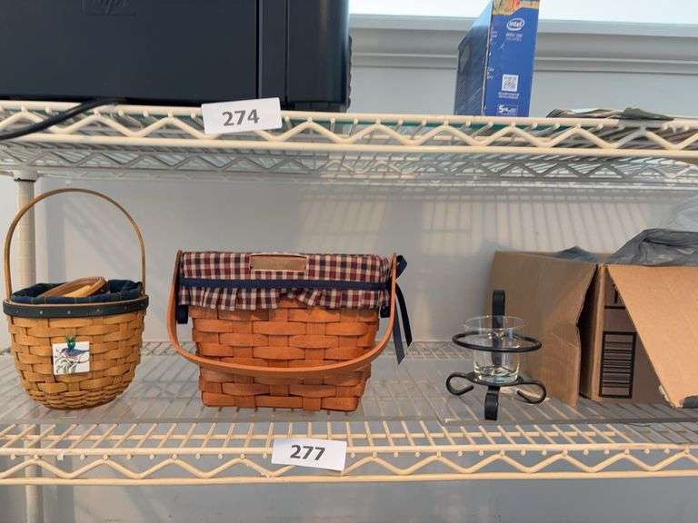 2 small Longaberger baskets, candles image