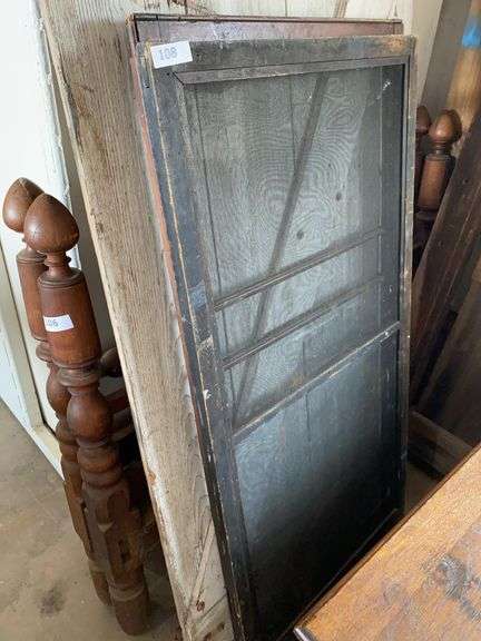 2 antique window screens - 28x55" image