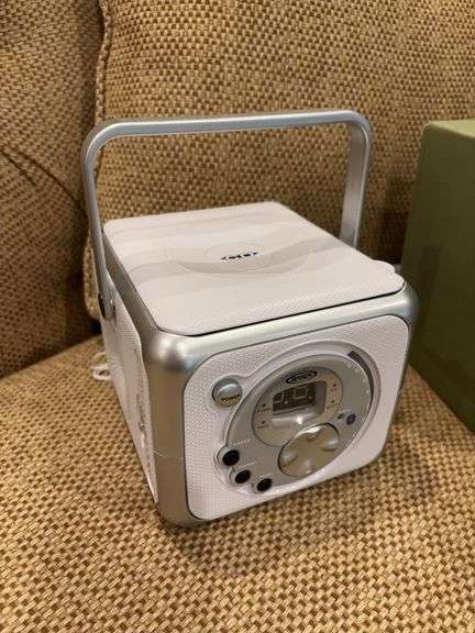 CD player and set of pottery barn albums image