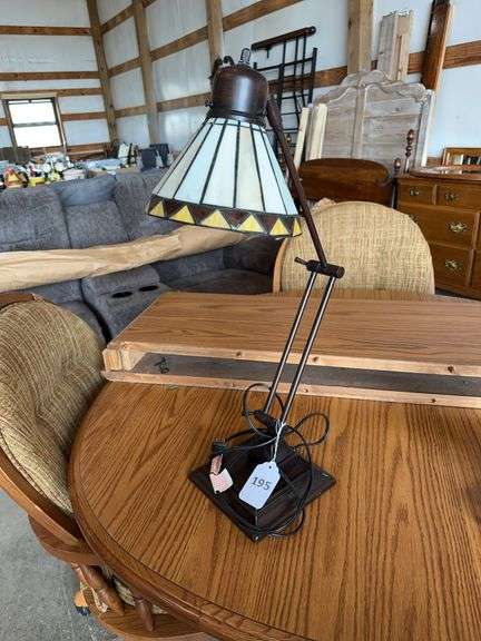 Adjustable Leaded glass desk/reading lamp image