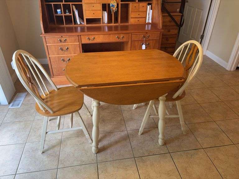 Drop leaf dinette table w/ 2 chairs image