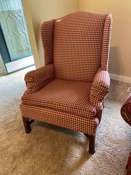 Upholstered wing back chair