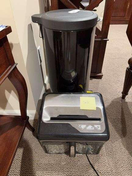 Large trash can, Staples paper shredder image