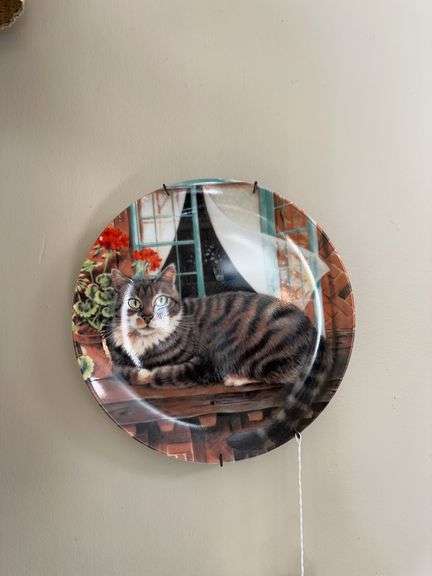 8 collectors plates, kitchen clock image