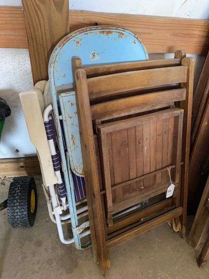 Vintage Wooden Folding Chairs, metal chair and lawn chairs image