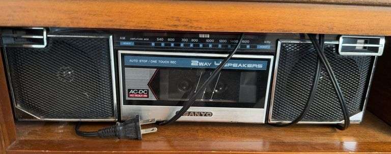 Sanyo radio/tape player, speakers, CD's, DVD's image