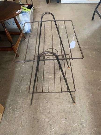Mid Century metal side table magazine rack image