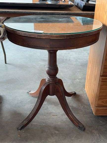 25" Drum Side table with glass top image