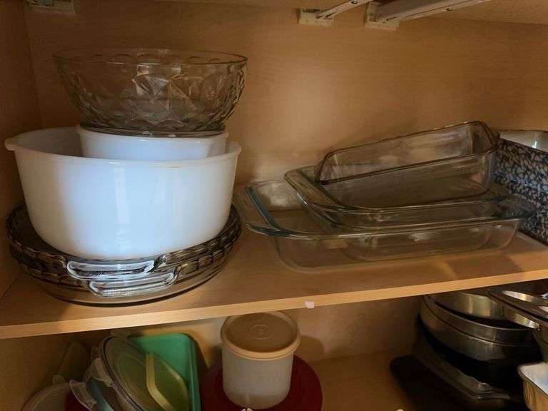 Contents of upper shelf in cabinet