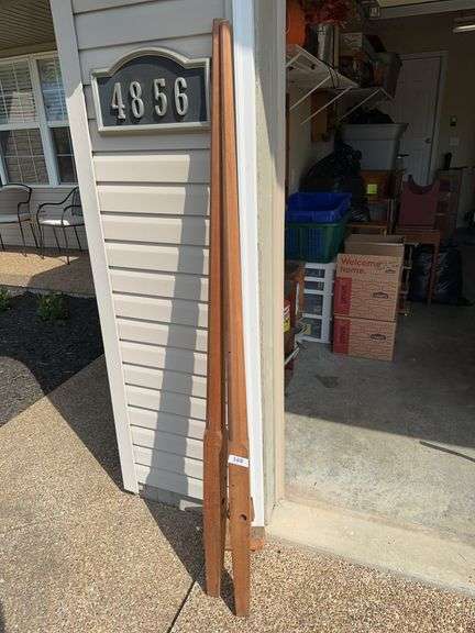 Pair of cherry handmade bed posts with homemade template clamp. Great start to a project piece! image