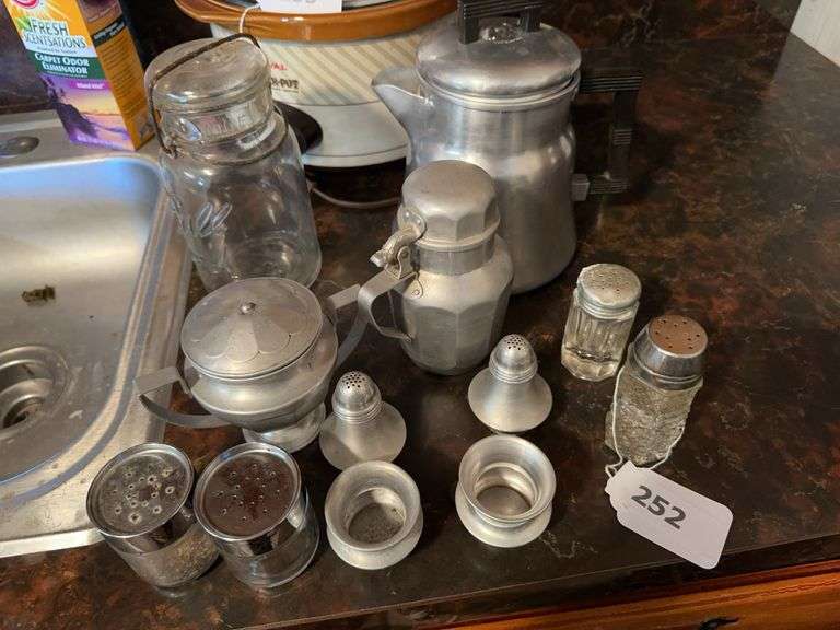 Lot of Aluminum items, Ball jar with glass lid image