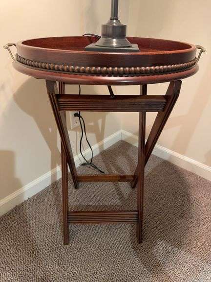 Ethan Allen tray table 23" dia x 30" image
