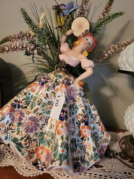 Girardi Italian Porcelain Lady w/Vase, artificial Floral image